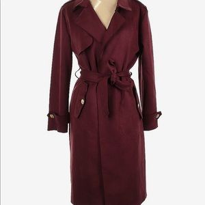 Burgundy Faux Leather Coat